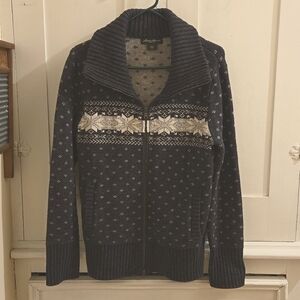 Eddie Bauer mens gray Nordic cardigan Sz M